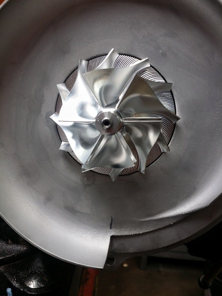 Clean compressor wheel seated in its housing