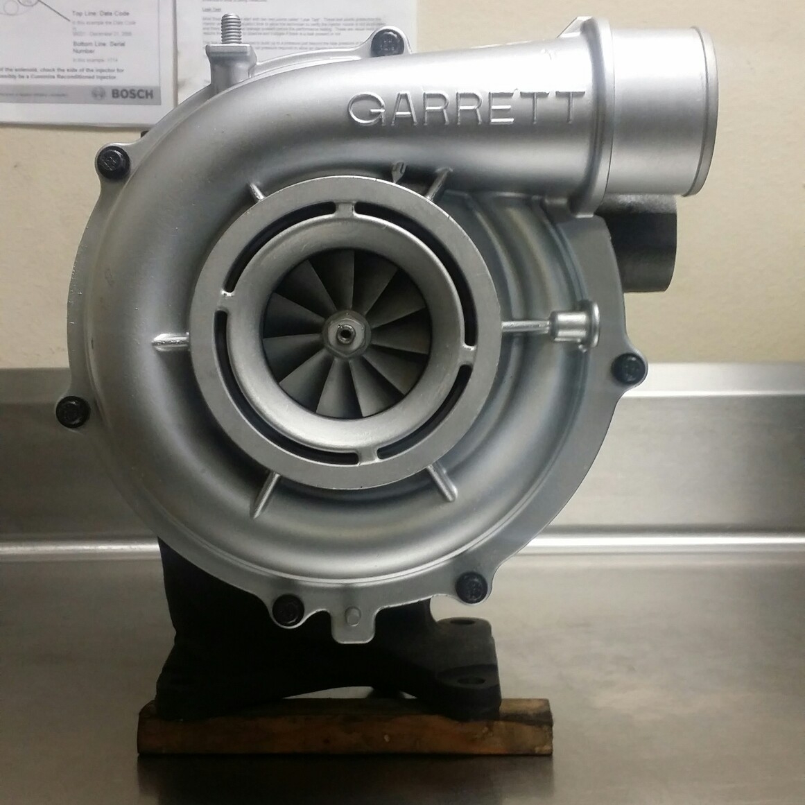 Rebuilt Garrett turbocharger photographed for TSR Turbo